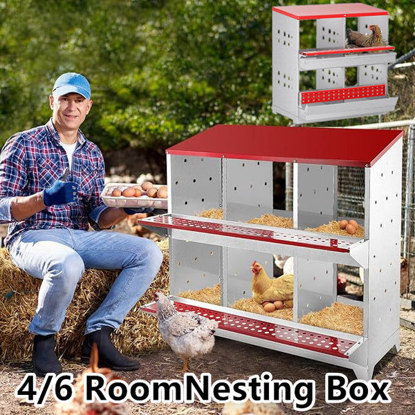 4/6 Hole Chicken Nesting Boxes Wall Mounted Metal Chicken Coop Laying Boxes AU