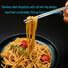10 Pairs Stainless Steel Chopsticks Reusable Square NonSlip Chop Sticks Gift Set