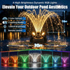 Stainless Steel Pond Fountain Aerator 4 RGB Lights Fountain Pump Pond Lake Pool