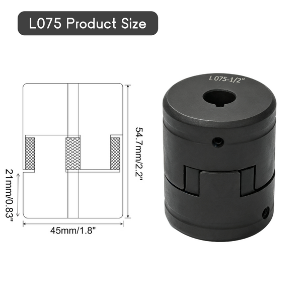 L075/L095 1/2" to 1" Flexible L-Jaw Coupling Coupler Set HT250 Cast Iron
