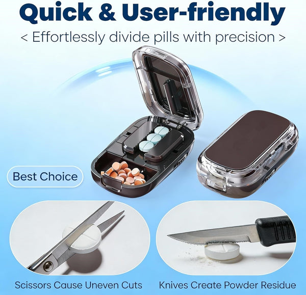 2In 1 Mini Pill Cutter Storage Box Portable Drug Tablet Medicine Dust Pills Case