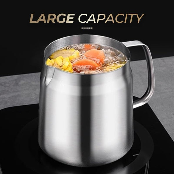 2L Stainless Steel Oil Filter Pot Deep Fryer Pot Oil Tank Kettle for Oil Storage