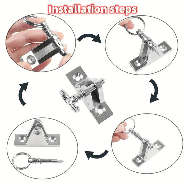 4Pcs 316 Stainless Steel Top Deck Hinge with Pin & Ring for Marine Boat Bimini