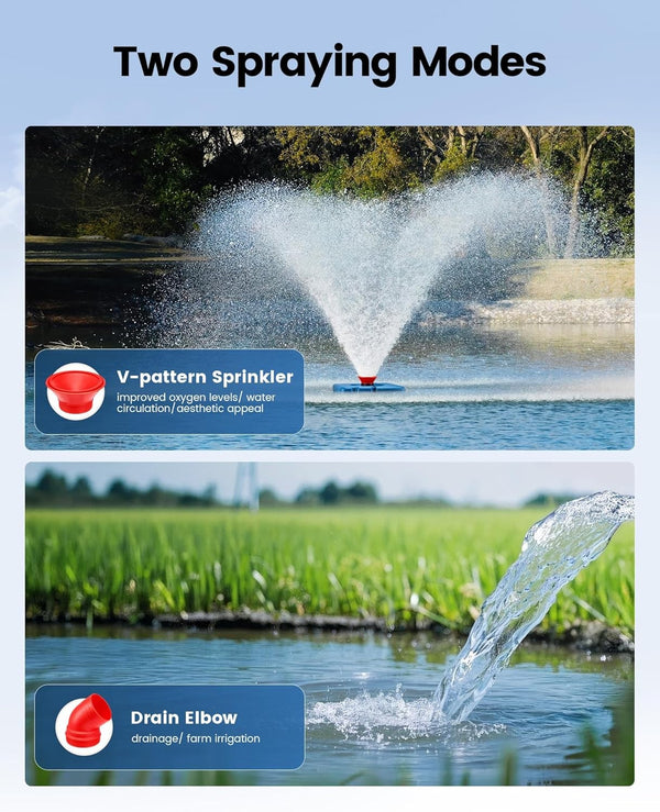 25000GPH Fountain Aerator Pump Stainless Steel Pond Large Water Aerator Floating