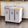 60L Removable Rubbish Bin 3 Compartment Trash Can Waste Rubbish Recycling