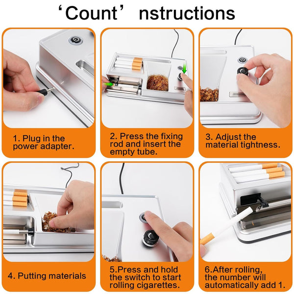 Cigarette Rolling Machine Automatic Electric Tobacco Maker Injector Tube 6.5/8mm