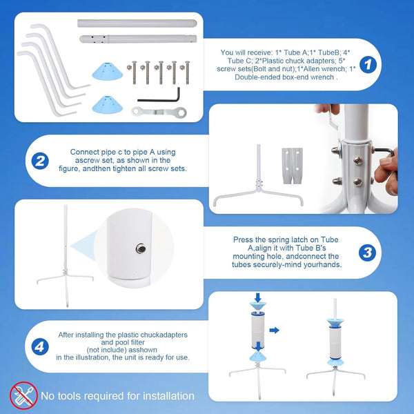 Pool Cartridge Filter Cleaning Stand Fits for 3/4/6Inch Swimming Pool Cartridges