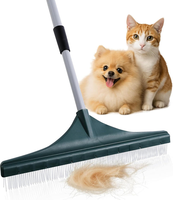 Turf Carpet Rake Broom Hand Rake Carpet Rake for Pet Hair with Adjustable Handle