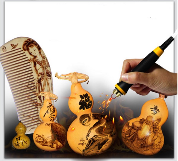 Pyrography Wood Burning Kit Wood Burner Tool Dual Pen 60W Adjustable Temperature