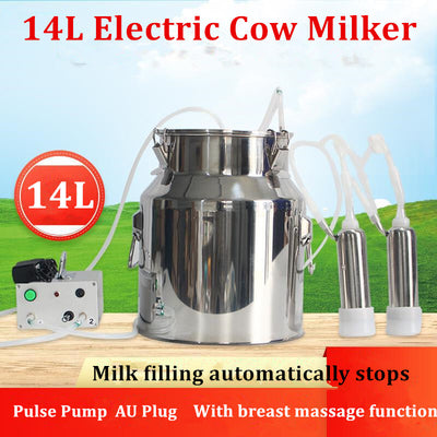14L Electric Cattle Cow Milker Pulse Vacuum Pump Farm Milking Machine