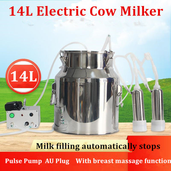 14L Electric Cattle Cow Milker Pulse Vacuum Pump Farm Milking Machine