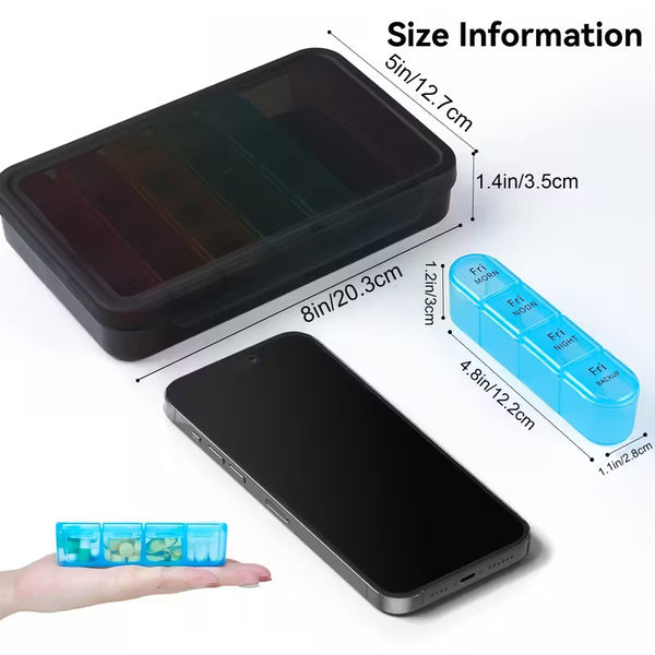 Pill Box Weekly 7 Day 4 Times Medicine Tablet Organizer Dispenser Large Capacity