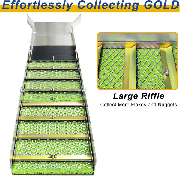 Gold Panning Kit With Sluice Box 50" Folding Aluminum Gold Mining Equipment