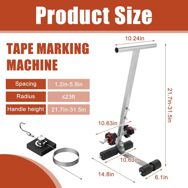 Tape Marking Machine Handle Height 55-80cm Upgraded Court Road Marking Tool