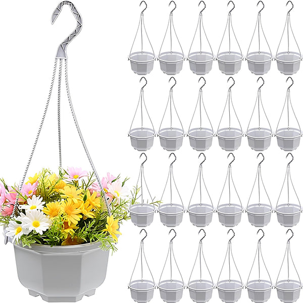 24PCS Plastic Hanging Plant Pots 17cm Hanging Plant Containers Hanging Planters