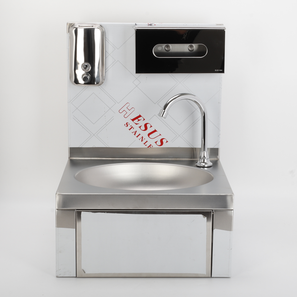 Wall-mounted Washbasin Knee Operated Sink With Faucet Soap & Towel Dispenser AU