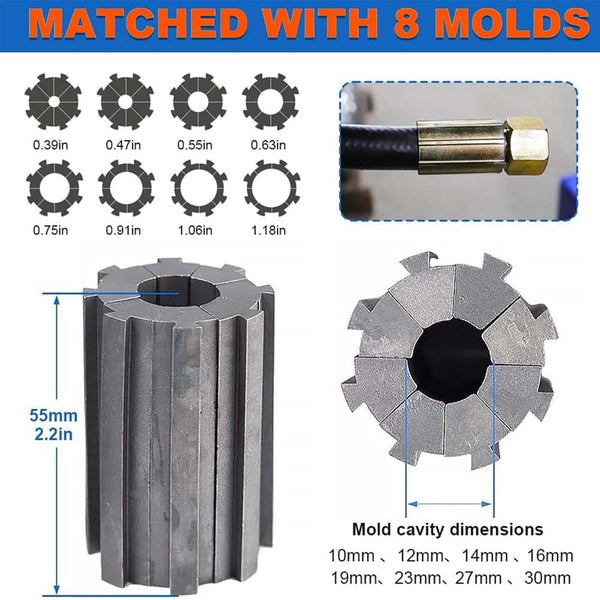 Manual Hydraulic Hose Crimping Machine10-45mm Heavy Duty Hose Pipe Crimper+8Dies
