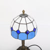 Vintage Tiffany Table Lamps 8" Stained Glass Table Lamp Blue White Lattice Style