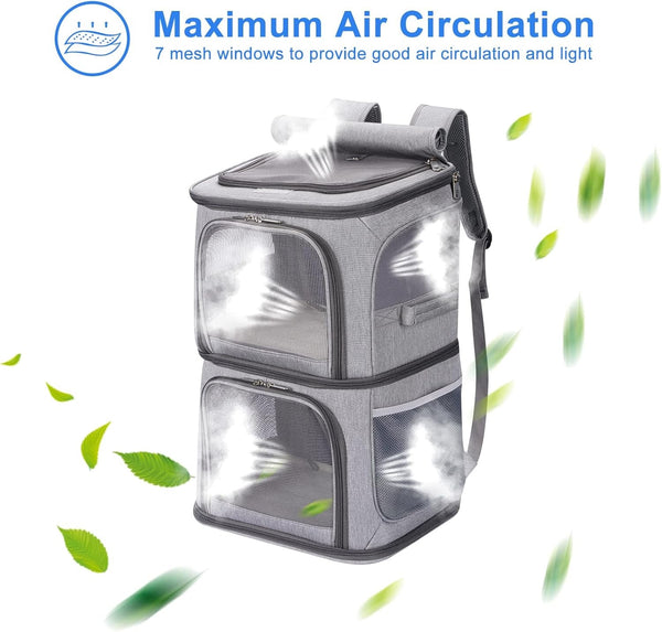 Double Compartment Pet Carrier Backpack for Small Cats and Dogs Cat Travel Bag
