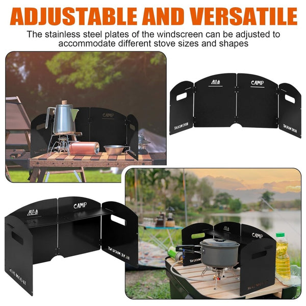 Camping Gas Stove Windscreen Portable Folding Wind Screen Shield Outdoor Picnic