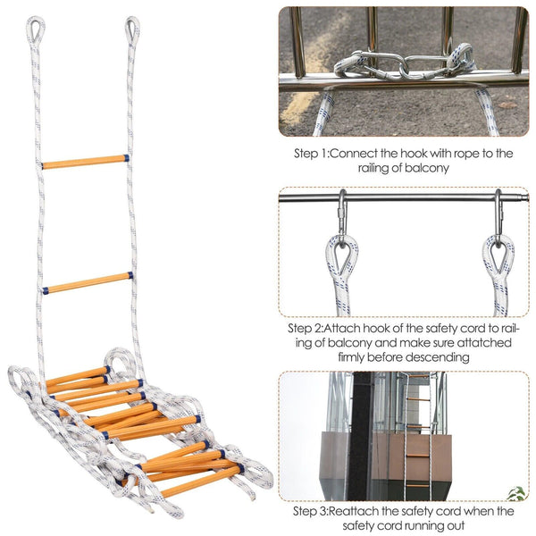 5/10M Fire Escape Ladder for Home Security Emergency Escape W/ 2 Hooks AU Stock