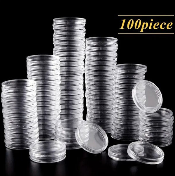 100pcs Coin Storage Box Case Capsules Holder Clear BOX 17/20/27/30mm(only box)