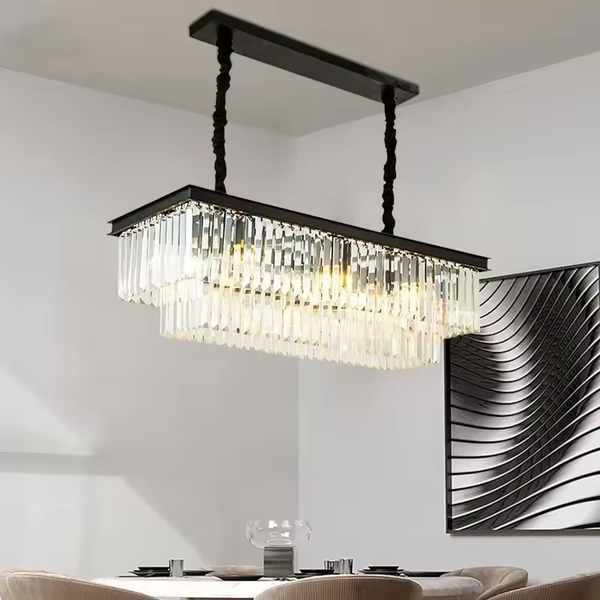 Modern Crystal Chandelier 8 Lights Black Ceiling Pendant Light Fixture 3 Colors