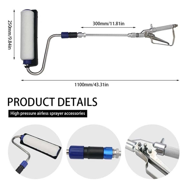 Airless Paint Roller Airbrush Tool Brush Extension Pole Painting Kit for Walls