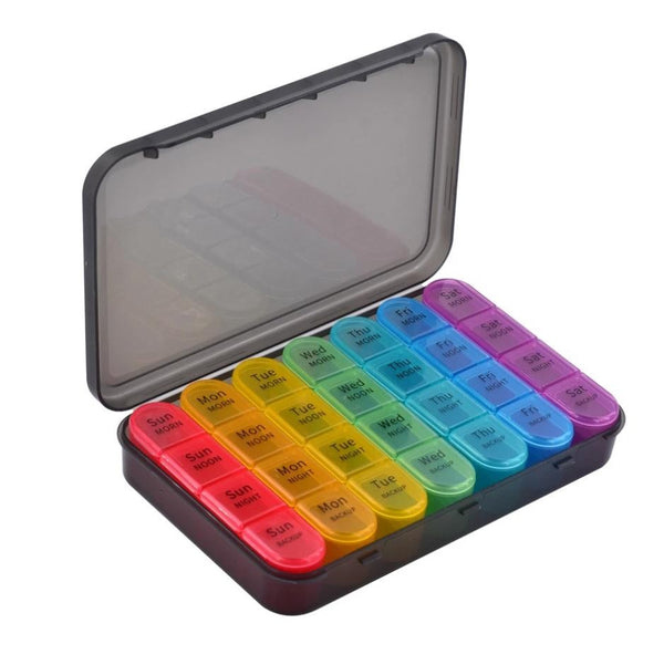Pill Box Weekly 7 Day 4 Times Medicine Tablet Organizer Dispenser Large Capacity