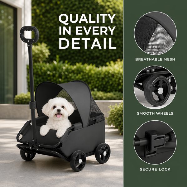 Pet Stroller Dog Cat Carrier Cart Foldable Travel Puppy Trolley Travel Outing