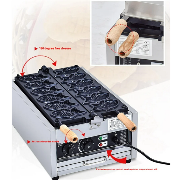 3000W Electric Taiyaki Machine Commercial Fish Shaped Waffle Maker Machine AU