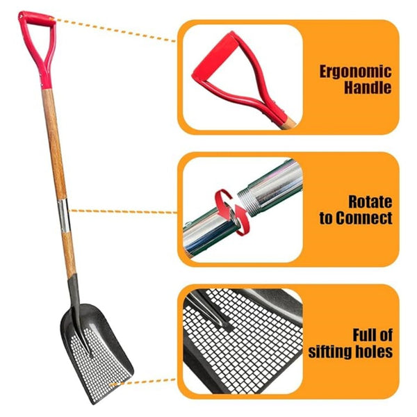 Heavy Duty Chicken Coop Sifting Scoop Sand Sifting Shovel with Wooden Handle AU