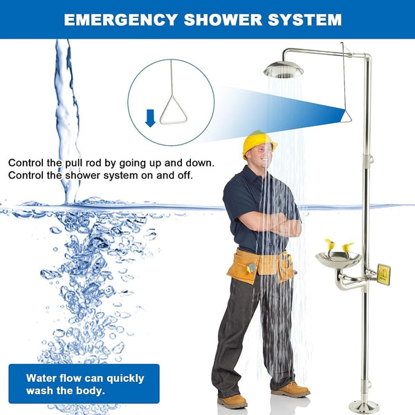 2 In 1 Emergency Eye Wash Shower Station Combination Washer Station First Aid