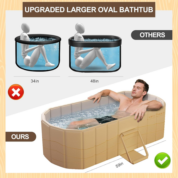 59'' Foldable Portable Large Bathtub Water Tub Folding PVC Adult Spa Bath Bucket
