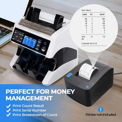 Mixed Denomination Money Bill Counter Cash Counter Bank Grade Currency Sorting
