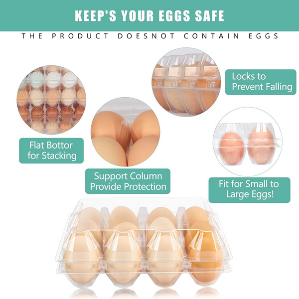 100X Large Egg Cartons 6/12 Eggs Holder PET Empty Chicken Egg Tray Freezer Safe
