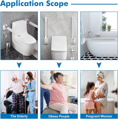 Toilet Grab Bar Foldable Flip Up Armrest Bars Elderly Non-Skid Safety Handrails