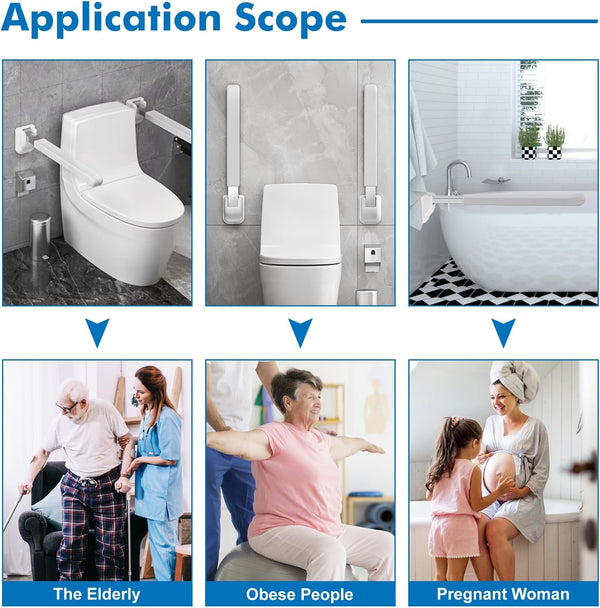 Toilet Grab Bar Foldable Flip Up Armrest Bars Elderly Non-Skid Safety Handrails