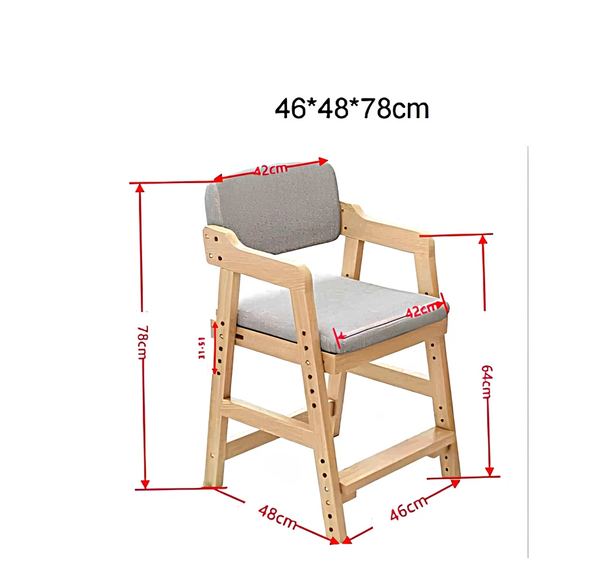 Wooden High Chair for Toddlers Teens Learning Chair Grows with Kid for Dining