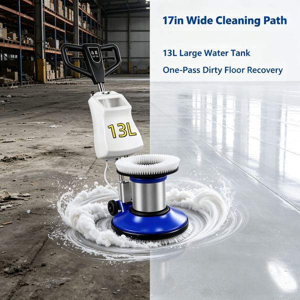 17" 1200W Commercial Orbital Scrubber &Polisher Hard Floor Buffer Carpet Cleaner