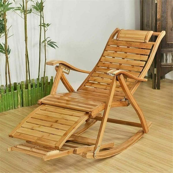 Leisure Rocking Chair Backrest Folding Bed Elderly Relax Armchair Foot Massage