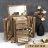 Large Wooden Jewellery Box Storage Mirror Organiser Necklace Rings Earring Gifts