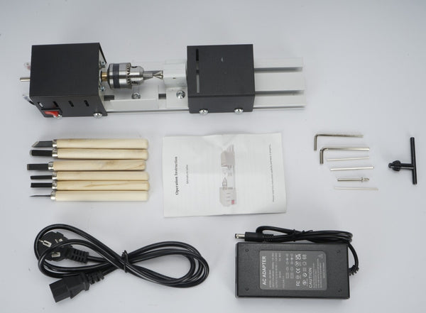Mini Lathe Beads Machine Woodwork DIY Lathe Polishing Drill Set 6 Carving Blade