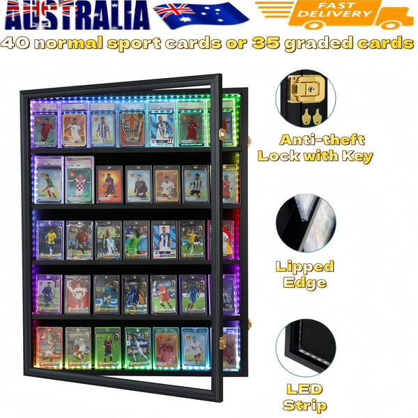 35 Graded Sports Card Display Case LED Baseball Card Display Frame UV Protection