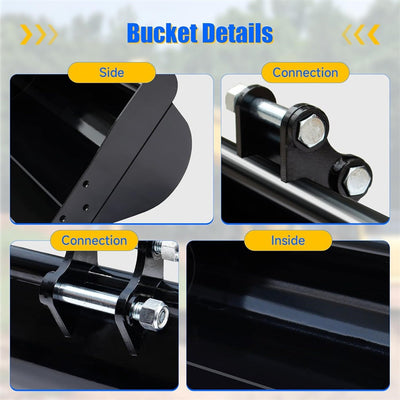 600mm Flat Tooth Backhoe Bucket Attachment Plain Mud Bucket Grading Attachment