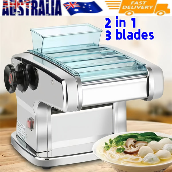 2 in 1 Electric Pasta Maker 3 Blades Electric Noodle Machine Dumpling Skin Maker