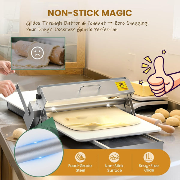 Manual Dough Sheeter Roller Machine Commercial Folding Dough Maker 1-25mm Thick