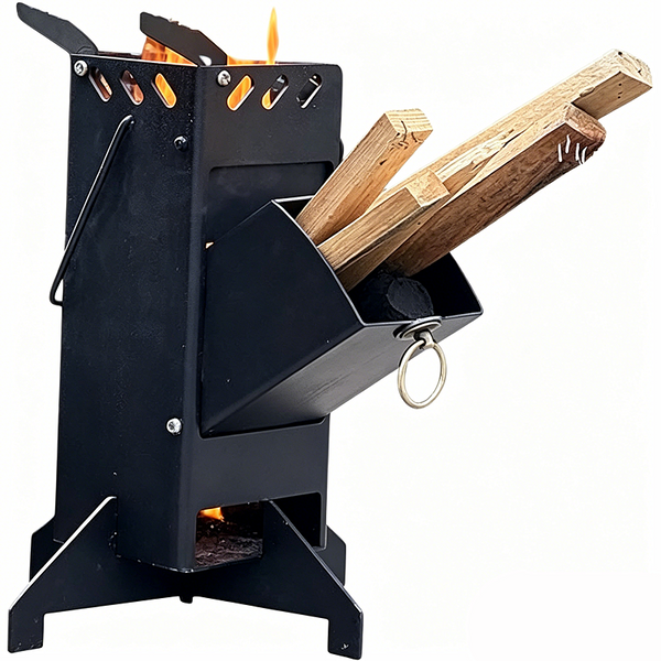 Collapsible Rocket Stove Wood Burning Fire Camping Stove for Outdoor Cooking