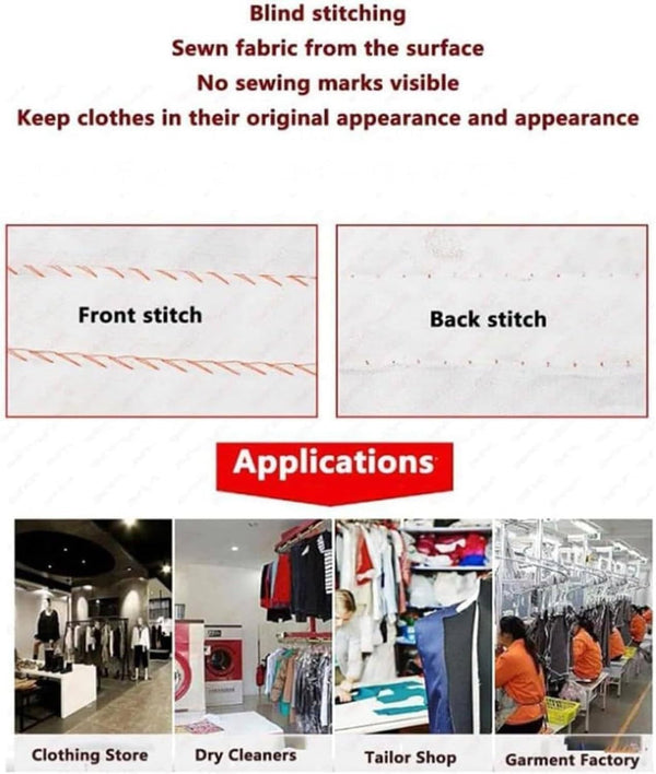 Blindstitch Sewing Machine 1200RPM Seamless Hemmer Adjustable Needle Pitch 3-8mm