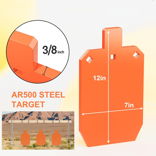 AR500 Steel Targets for Shooting 3/8'' Thick Gong Silhouette Metal Target Orange